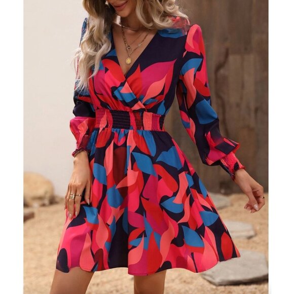 Dresses & Skirts - Shirred Bishop Cuff Sleeve A-line Dress